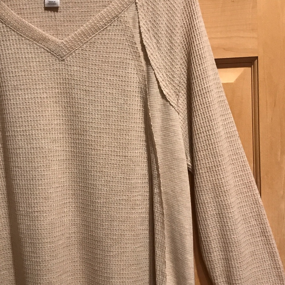 New Christopher & Banks Beige Waffle Knit Top - Picture 4 of 8